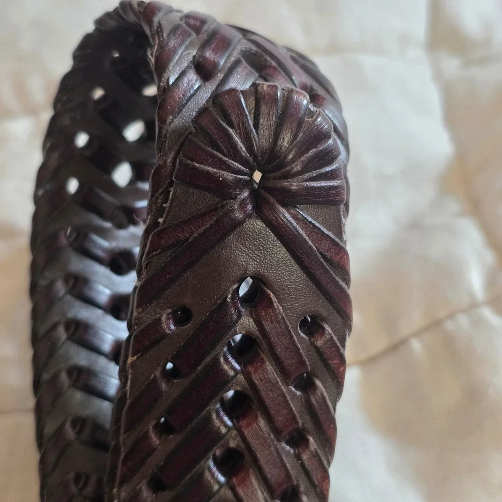 Woven Belt Mens XL 42-44 Dark Brown Man-Made Material Braided Classic FM21A406